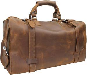 Vagarant Traveler 21" Cowhide Full Leather Travel Duffle Bag (Heavy 7LB) L08. Vintage Brown.