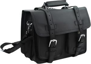 Vagarant Traveler 16" C.E.O.Heavy Duty Classic Leather Briefcase Backpack (Heavy 9LB) L02. BLK