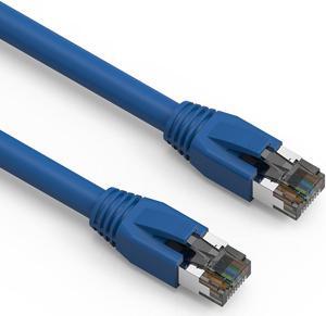 50ft (15.2M) Cat.8 S/FTP Ethernet Network Cable 24AWG 50 Feet (15.2 Meters) Gigabit LAN Network Cable RJ45 High Speed Patch Cable, Blue