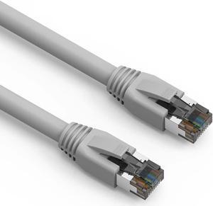 50ft (15.2M) Cat.8 S/FTP Ethernet Network Cable 24AWG 50 Feet (15.2 Meters) Gigabit LAN Network Cable RJ45 High Speed Patch Cable, Gray