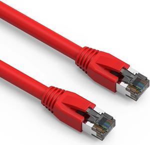 50ft (15.2M) Cat.8 S/FTP Ethernet Network Cable 24AWG 50 Feet (15.2 Meters) Gigabit LAN Network Cable RJ45 High Speed Patch Cable, Red