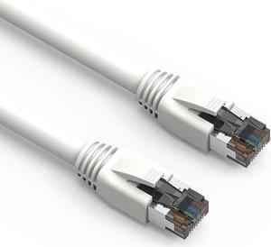 50ft (15.2M) Cat.8 S/FTP Ethernet Network Cable 24AWG 50 Feet (15.2 Meters) Gigabit LAN Network Cable RJ45 High Speed Patch Cable, White