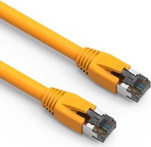 50ft (15.2M) Cat.8 S/FTP Ethernet Network Cable 24AWG 50 Feet (15.2 Meters) Gigabit LAN Network Cable RJ45 High Speed Patch Cable, Yellow
