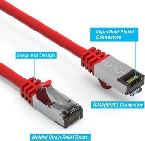 4ft (1.2M) Cat.8 S/FTP Ethernet Network Cable 26AWG 4 Feet (1.2 Meters) Gigabit LAN Network Cable RJ45 High Speed Patch Cable, Red