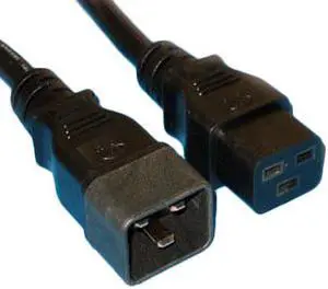 Power Extension Cord, Black, C20 to C19, 12AWG/3C, 20 Amp, 10 foot