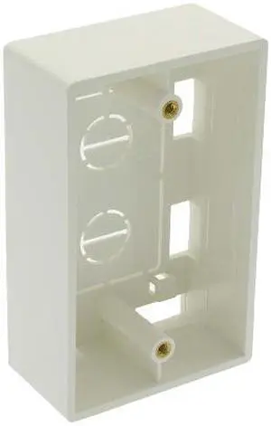 Surface mount box, single gang, white, includes mounting screws and double sided adhesive pad