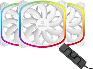 Enermax SquA 120mm Dual Light Loop RGB LED PWN Fan 3 Pack w/ RGB Control Box - White, UCSQARGB12P-W-BP3