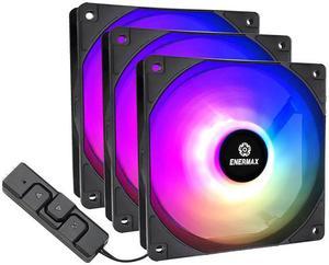 Enermax HF120 RGB PWM 120mm Case Fan, Addressable RGB Sync Via Motherboard/Control Box, 3 Fan Pack- Black