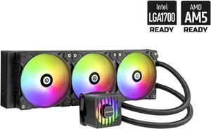 ENERMAX LIQMAXFLO 360 ARGB AIO CPU Liquid Cooler - 60mm VRM Fan up to 3000 RPM, PWM-Controlled Pump, 38mm Thick Radiator, Triple Pressure-Optimized Silent Flow 120mm FDB Fans up to 1800 RPM, 400W TDP