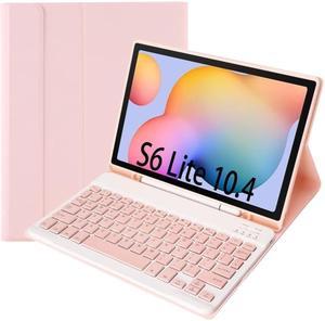 A610B Candy Color Bluetooth Keyboard Leather Case with Pen Slot For Samsung Galaxy Tab S6 Lite 104 inch SMP610  SMP615Pink