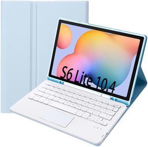 A610BA Candy Color Bluetooth Keyboard Leather Case with Pen Slot  Touchpad For Samsung Galaxy Tab S6 Lite 104 inch SMP610  SMP615White Ice