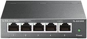 TP-Link TL-SG105S | 5 Port Gigabit Ethernet Switch | Desktop/Wall-Mount | Plug & Play | Fanless | Sturdy Metal | Limited Lifetime Protection | 802.1p/DSCP QoS & IGMP Snooping | Compact Design