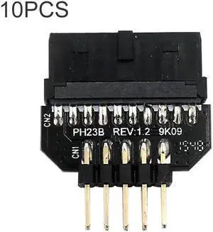 10 PCS Motherboard USB 2.0 9Pin to USB 3.0 19Pin Plug-in Connector Adapter, Model:PH23B