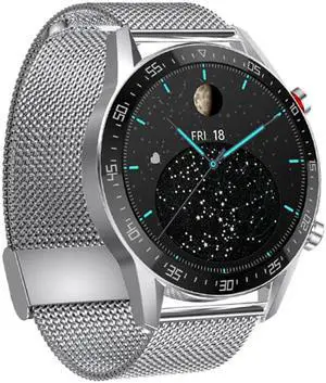 SK7Plus 1.28 inch IPS Screen Steel Strap Smart Watch, Support Bluetooth Call/Sleep Monitoring Steel Strap(Silver) (Silver)