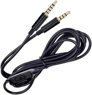ZS0086 Volume Control Version Gaming Headphone Audio Cable for Logitech Astro A10 A40 A30 (Black)