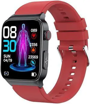 E500 1.83 inch HD Square Screen TPU Watch Strap Smart Watch Supports ECG Monitoring / Non-invasive Blood Sugar TPU Strap(Red) (Red)