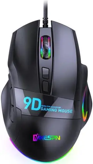 MKESPN X10 9-Buttons RGB Wired Macro Definition Gaming Mouse
