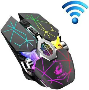 FREEDOM-WOLF X13 2400 DPI 6 Keys Wireless Charging Silent Water-cooled Luminous Mechanical Gaming Mouse (Star Black)