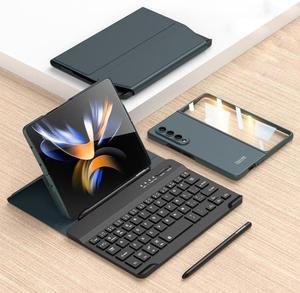 For Samsung Galaxy Z Fold4 5G Magnetic Folding Bluetooth Keyboard Leather Case
