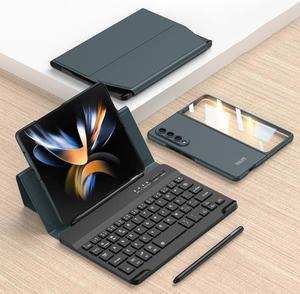 For Samsung Galaxy Z Fold3 5G GKK Magnetic Folding Bluetooth Keyboard Leather Case with Pen  Phone Case