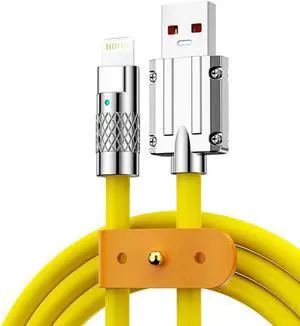 Mech Series 6A 120W USB to 8 Pin Metal Plug Silicone Fast Charging Data Cable, Length: 1.2m