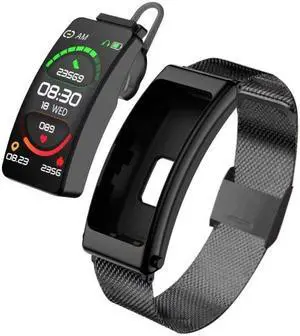 K13 1.14 inch Steel Band Earphone Detachable Smart Watch Support Bluetooth Call Steel Band (Black) (Black)