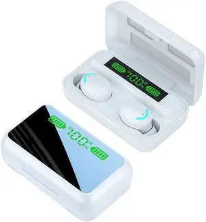 R11 LED Light + Digital Display Bluetooth Earphone Black White