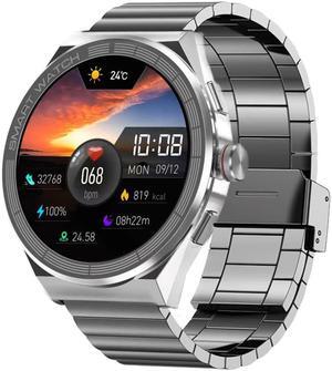 BM01 1.45 inch Steel Band IP68 Waterproof Smart Watch Support Bluetooth Call / NFC (Silver)