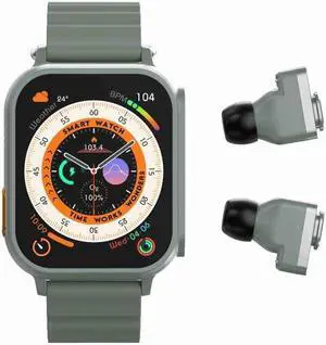 N22 2 in 1 1.96 inch HD Display Sport Bluetooth Call Earphone Smart Watch (Green)