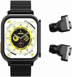 N22 2 in 1 1.96 inch HD Display Sport Bluetooth Call Earphone Smart Watch (Black)