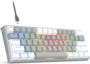 AULA F3261 Type-C Wired Hot Swappable 61 Keys RGB Mechanical Keyboard (White Grey Green Shaft)