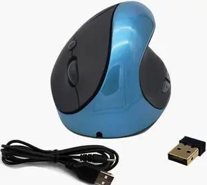 JSY-03 6 Keys Wireless Vertical Charging Mouse Ergonomic Vertical Optical Mouse (Blue) Black