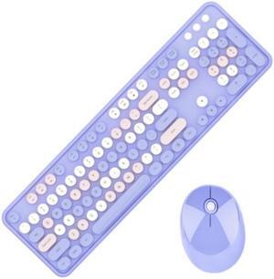 Mofii Sweet Wireless Keyboard And Mouse Set Girls Punk Keyboard Office Set, Colour: Purple Mixed