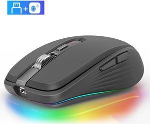 Fmouse M303 2400DPI Bluetooth&2.4G Dual Modes Rechargeable RGB Mouse (Gray)