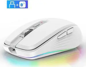 Fmouse M303 2400DPI Bluetooth&2.4G Dual Modes Rechargeable RGB Mouse (White)