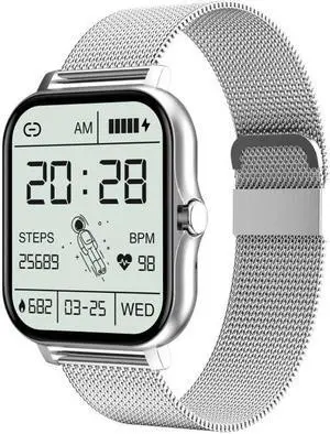 GT20 1.69 inch TFT Screen IP67 Waterproof Smart Watch, Support Music Control / Bluetooth Call / Heart Rate Monitoring / Blood Pressure Monitoring, Style:Steel Strap (Silver)