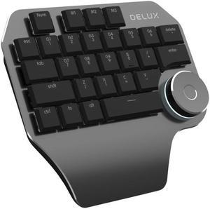 DELUX T11 29 Keys Single-Hand Keyboard Shortcut Key Speech Tool Flat Keyboard, Colour: Black
