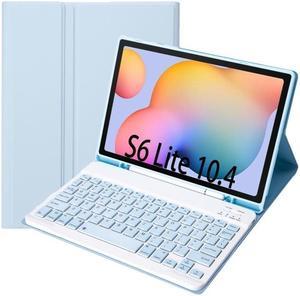 A610B Candy Color Bluetooth Keyboard Leather Case with Pen Slot For Samsung Galaxy Tab S6 Lite 104 inch SMP610  SMP615White Ice