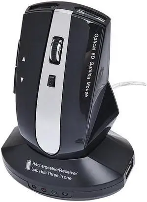 M-011G 2.4GHz 6 Keys Wireless Charging Mouse Office Game Mouse (Black)