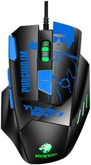 Kepos M416 8 Keys 4800 DPI Computer Free Drive Wired Gaming Mouse, Cable Length: 1.6m (Blue ) Black