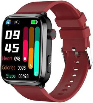 ET210 1.91 inch IPS Screen IP67 Waterproof Silicone Band Smart Watch, Support Body Temperature Monitoring / ECG (Red)