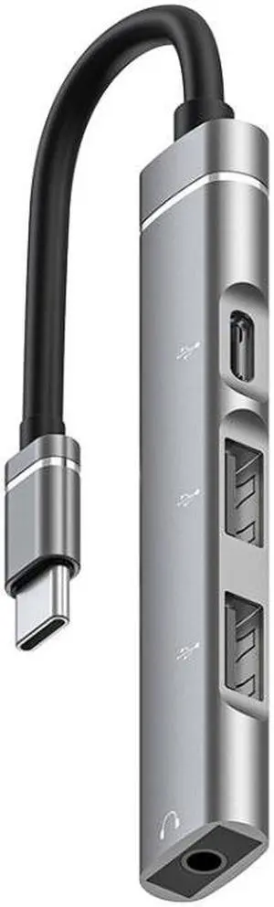 Type-C to 3.5mm + USB HUB Grey