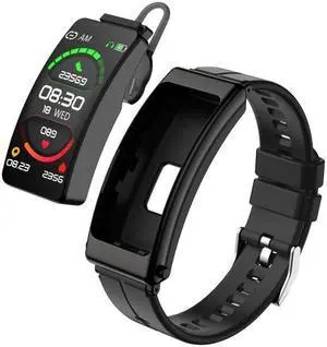 K13 1.14 inch Silicone Band Earphone Detachable Smart Watch Support Bluetooth Call Silicone Band (Black) (Black)