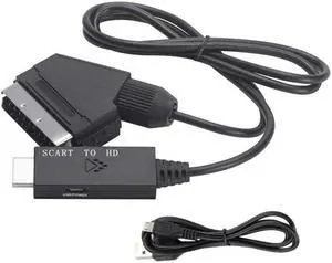 Scart To HDMI-Compatible Converter Video Audio Adapter Cable (Black)