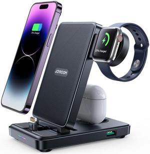 JOYROOM JRWQS02 4 in 1 Wireless Charging Stand For iPhone  AirPods  Apple Watch Series JRWQS02 Black