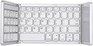 B033 Rechargeable 3-Folding 64 Keys Bluetooth Wireless Keyboard with Touchpad (Silver)