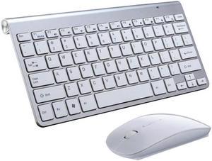 USB External Notebook Desktop Computer Universal Mini Wireless Keyboard Mouse, Style:Keyboard and Mouse Set Keyboard and Mouse Set (Silver )