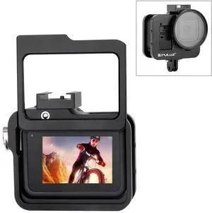 PULUZ Housing Shell CNC Aluminum Alloy Protective Cage with Insurance Frame & 52mm UV Lens for GoPro HERO8 Black (Black)