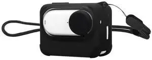 For Insta360 GO 3 PULUZ Camera Charging Case Silicone Case with Lens Cap & Strap (Black)