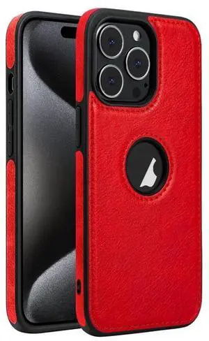 For iPhone 15 Pro Leather Texture Stitching Phone Case(Red)